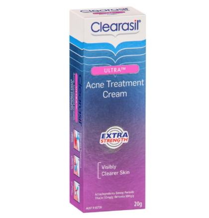 Clearasil Ultra Acne Treatment Cream Extra Strength for visibly clearer skin.