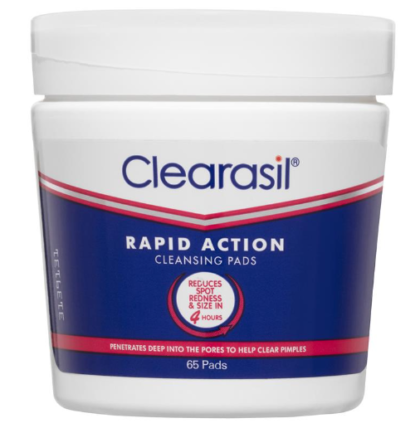 Clearasil Ultra Rapid Action Pimple Face Cleansing Pads 65 Pack