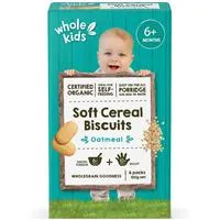 Whole Kids Organic Soft Cereal Biscuits Oatmeal 6 Pack 120g